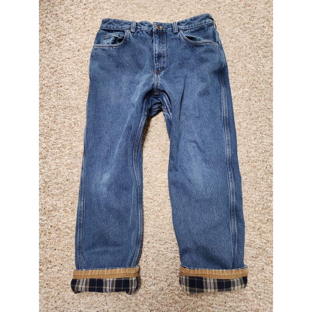 Duluth Trading Men's 100% Cotton Flannel Lined Denim Jeans 34x29 Actual *